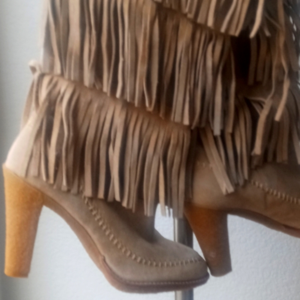 Suade/Leather Cowgirl Boots w/Fringles